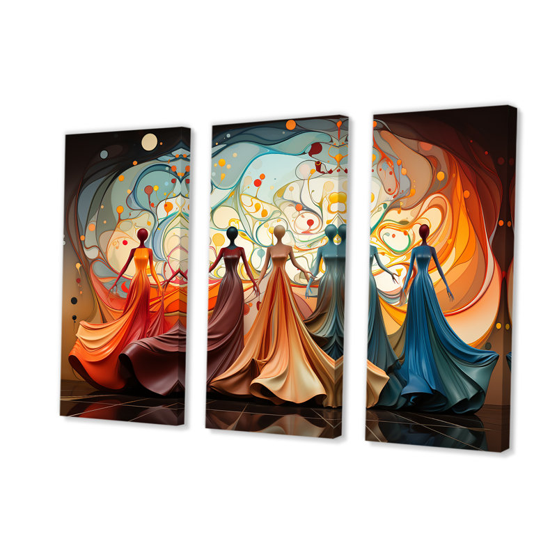 «Blue and Orange Ballet Women Grace - Ballet», art mural, Toile tendue, H 28 po x l 36 po x P 1 po