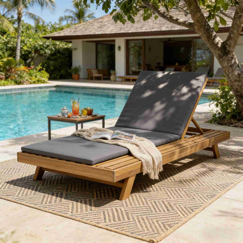 Ensemble de chaises longues, Gris foncé, Brun pâle