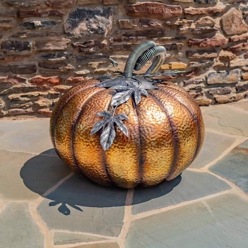 Décoration de 32 po de hauteur citrouille en fer brossé or (moyen)