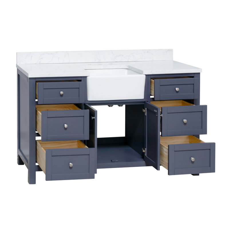 Charcoal Gray 60'' Single Bathroom Vanity with Engineered Stone Top