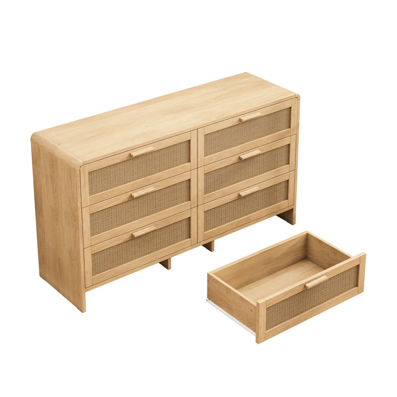 Armoire de rangement en forme d'arc 50,9 po - et spacieuse pour 6 tiroirs, Natural