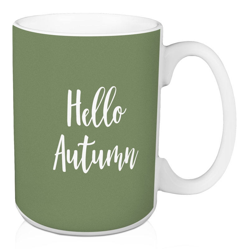 Grande tasse à café hello automne Necaise, Vert