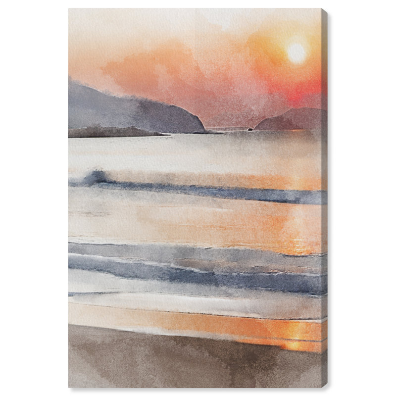 «Nautical and Coastal Amber Sky Beach II Coastal Orange», reproduction d'art sur toile, H 30 po x l 20 po x P 0,8 po