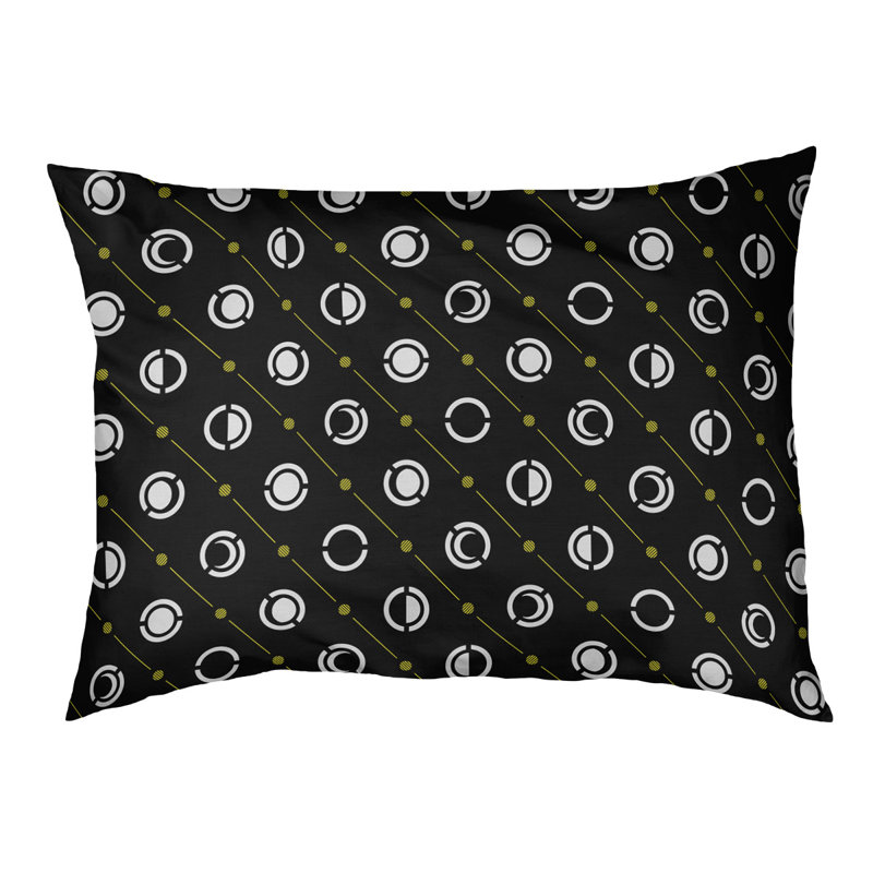 Coussin d’extérieur pour chien moon phases Chenault, Grand (l 50 po x P 7 po x H 40 po), Jaune clair / noir