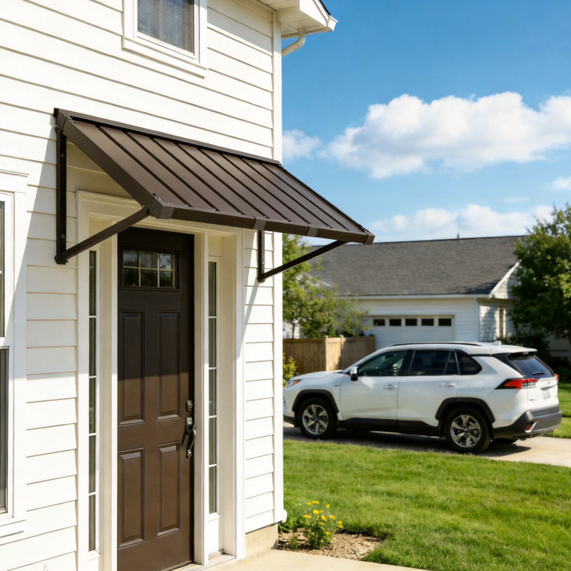 Powder-coated Metal Frame Standing Seam Fixed Window Awning All Weather Protection Door Canopy for Entrance, Windows, Porches, Balconies