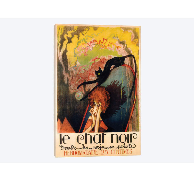 « le chat noir hebdomadaire, 1922 », art textuel sur toile, H 18 po x l 12 po x P 1,5 po