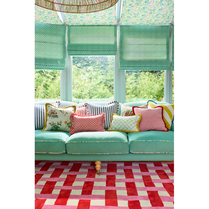 Hand Tufted Wool Geometric Area Rug in Coral/Rose, Rectangle 6'7" x 9'2"
