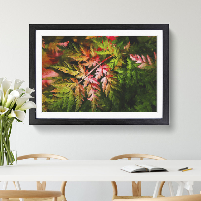Fern Leaves Vol.2 - Picture Frame Painting, 27cm H x 36cm W x 2cm D, Black Framed