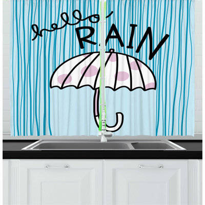 2 Piece Autumn Hello Rain Handwritten Message with Umbrella Kitchen Curtain Set -  East Urban Home, 06B3C1F9589049D6A185C2E372555919