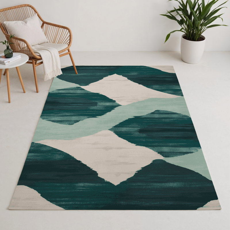 Watercolor Blue Indoor and Outdoor Area Rug, Rectangle 9' x 12'