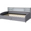 Lit plateforme simple avec rangement rembourré - Revêtement en velours gris, espace supplémentaire, fabrication-1995449137
