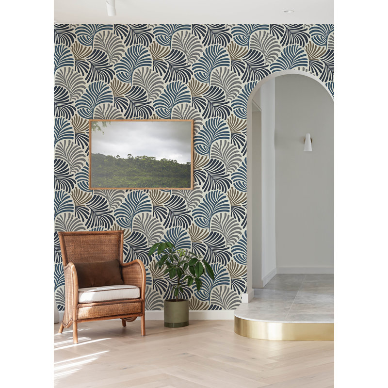 Papier peint Trousdale Fanning Flora, Bleu foncé