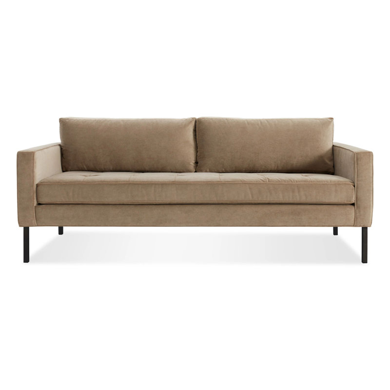 Paramount Sofa, Metal, Otter Velvet Velvet, 32" H x 95" W x 34" D