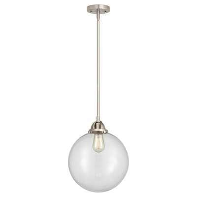 Nouveau - Mini luminaire suspendu à tige 1 lumière 8 "Alfonsa - Nouveau - 2 ampoules DEL - Finition chrome poli - Abat-jour granuleux