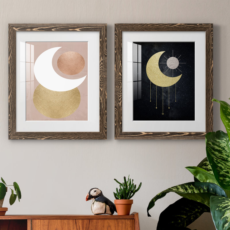 «Lunar Mystic», ensemble de 2 impressions, Papier, cadre noyer, H 20 po x l 34 po x P 1,5 po