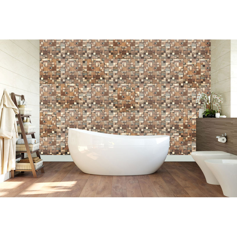 Carreau de mosaïque murale en bois pour bateau l 11 7/8 po x H 11 7/8 po x P 1/2 po, finition naturelle (paquet de 11)