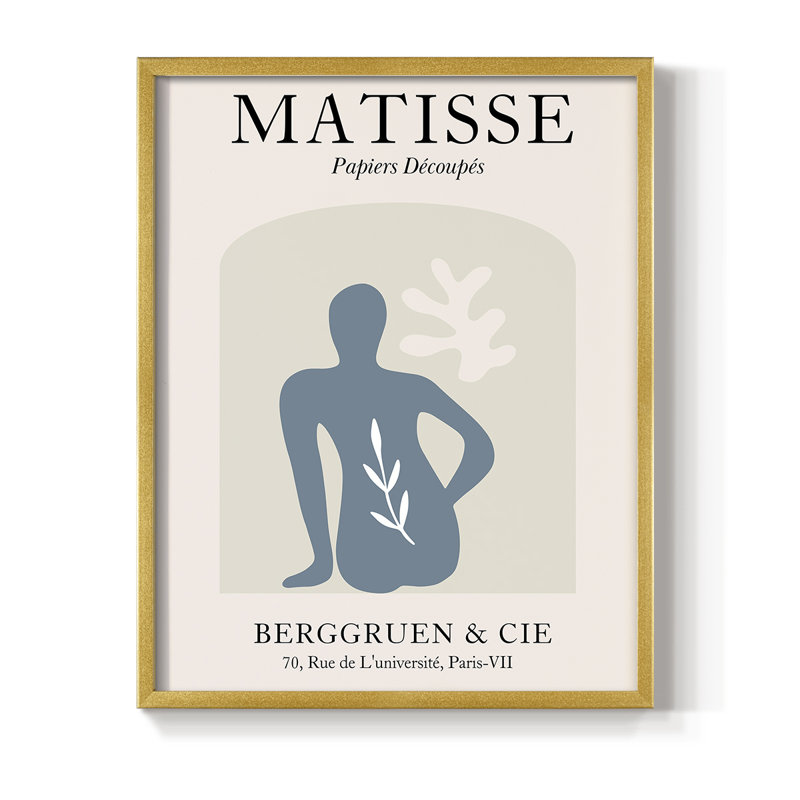 Matisse DVII, reproduction encadrée - bois massif, Or, H 10 po x l 8 po