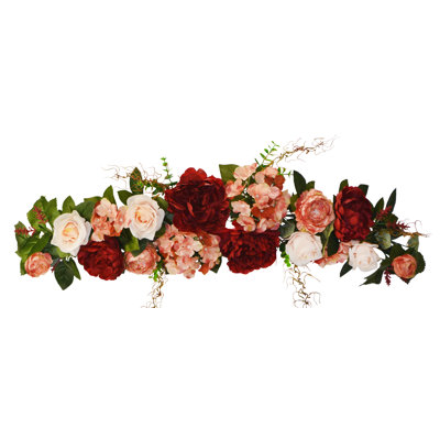 32" Burgundy Peony Rose Hydrangea Swag