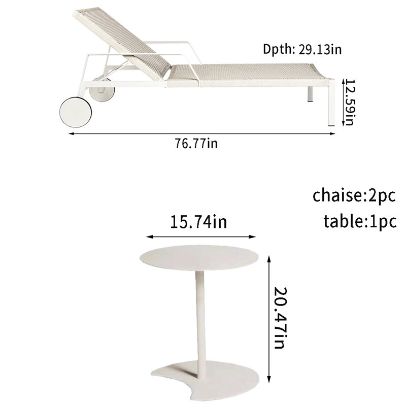 Satasha Outdoor Metal Chaise Lounge Set with Table