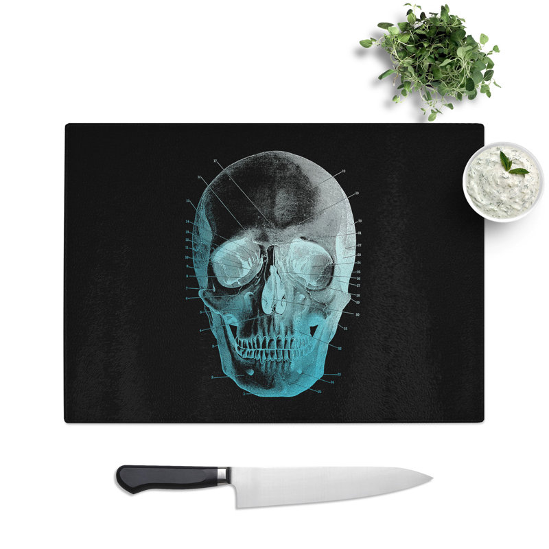 Black Twilight Skull Chopping Board, 0.4cm H x 28.5cm W x 39cm L