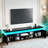 70.9'' Tv Stand For 75 Inch Tv, Modern Entertainment Centers With Led Lights, High Gloss Tv Cabinet W/power Outlet, Storage Open Shelves, Black
