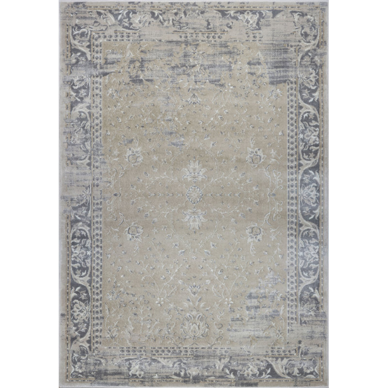 Tapis oriental champagne / crème Fitz, Rectangle 6 pi 6 po x 9 pi 6 po