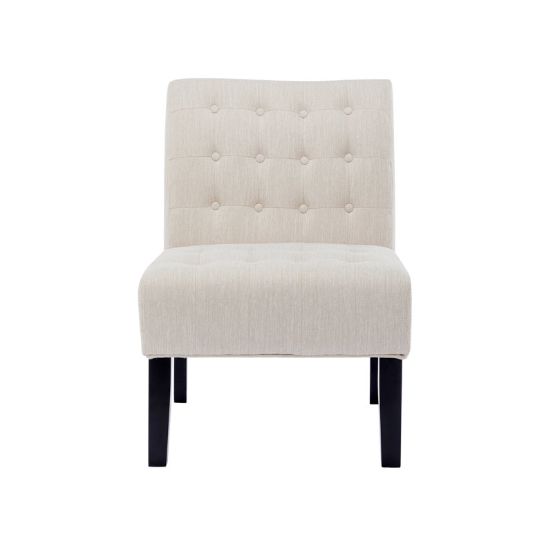 Emmalie 23'' Wide Tufted Slipper Chair Set, Beige Fabric