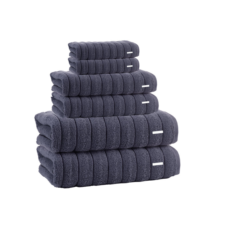  Vague 6 pcs Towel Set, Anthracite, I