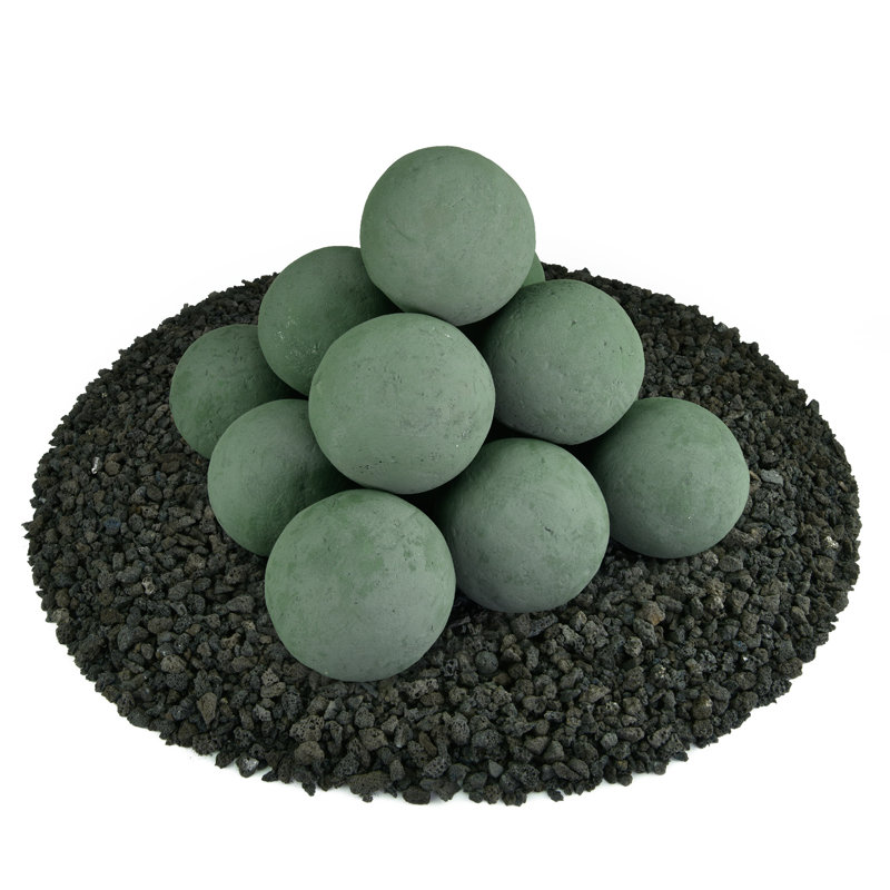 Ensemble de foyer d'extérieur Fire Balls, Vert ardoise