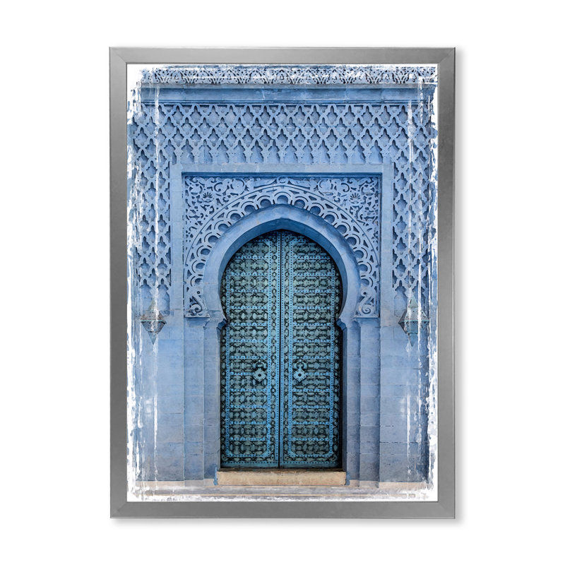 Porte d'entrée en bois traditionnelle marocaine traditionnelle - photographie sur toile, H 32 po x l 24 po