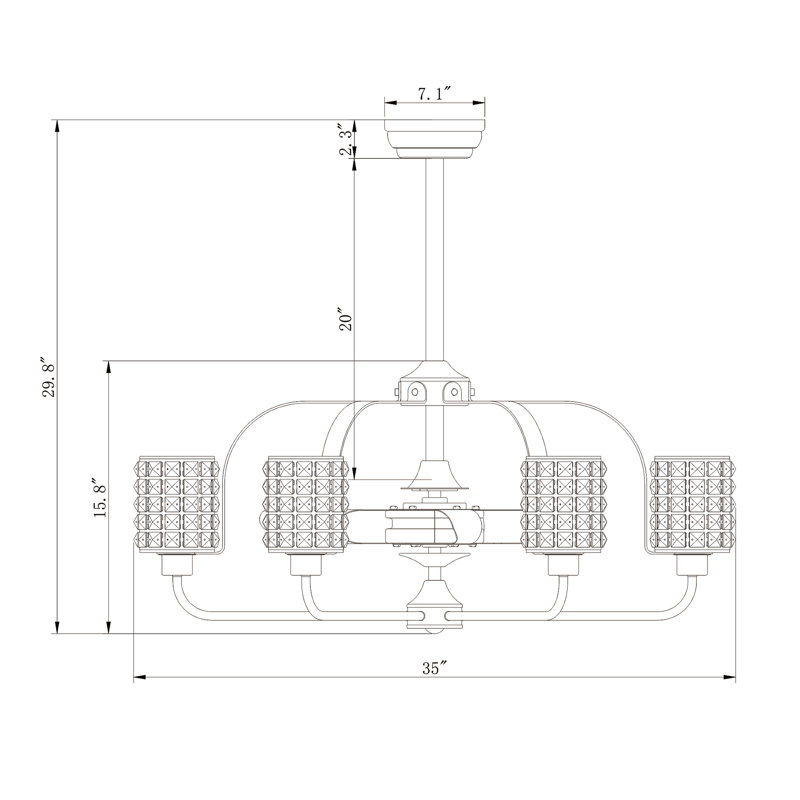 Ventilateur de plafond à 3 pales 35 po avec télécommande et ensemble d’éclairage inclus Villagomez