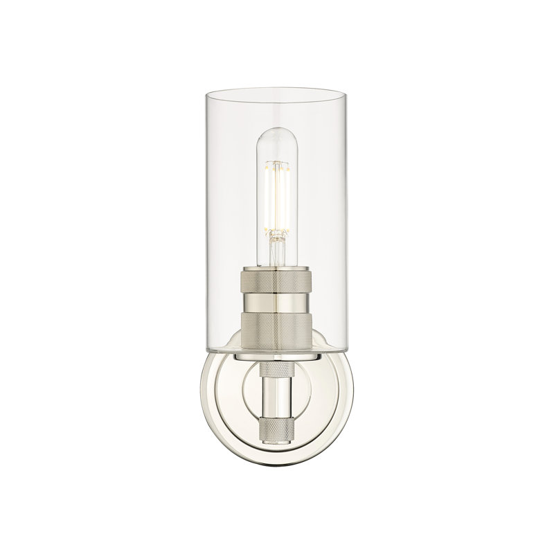 Applique murale 1 lumière Crown Point, Clair, Nickel poli, H 10,5 po x l 3,88 po x P 6,5 po