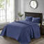 Couvre-lit réversible bleu marine simple - Rembourrage en coton prélavé pour une couette glamour