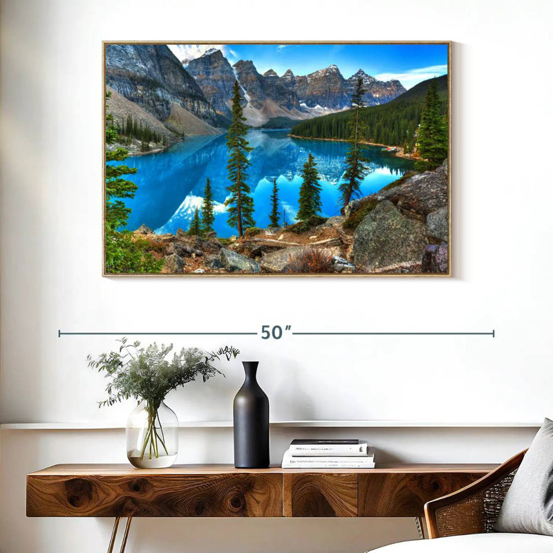 Moraine à Banff, Cadre flottant en bois naturel, 40 po x 27 po
