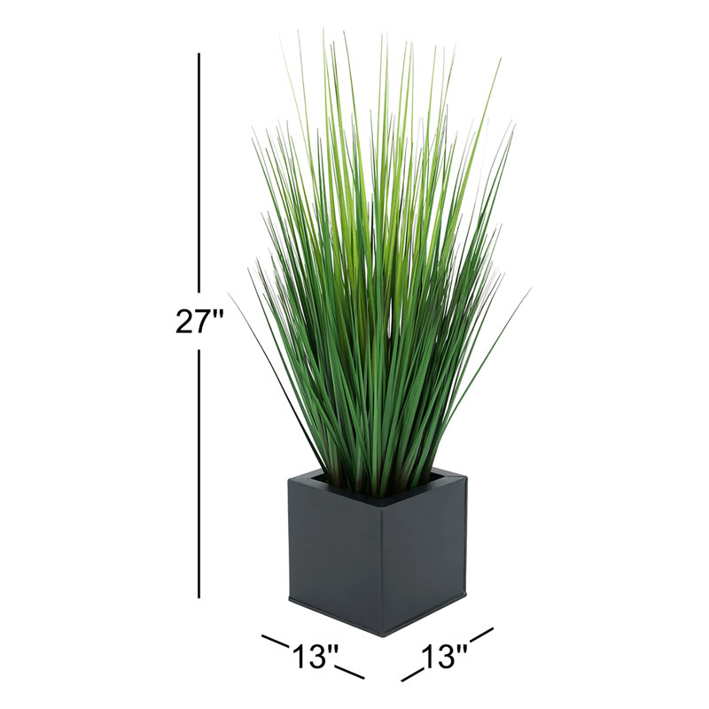 27'' Faux Reed Grass in Metal Pot, Black