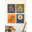  Ensemble de 4 panneaux d'art mural floraux peints à la main - bois recyclé - 16 po de hauteur