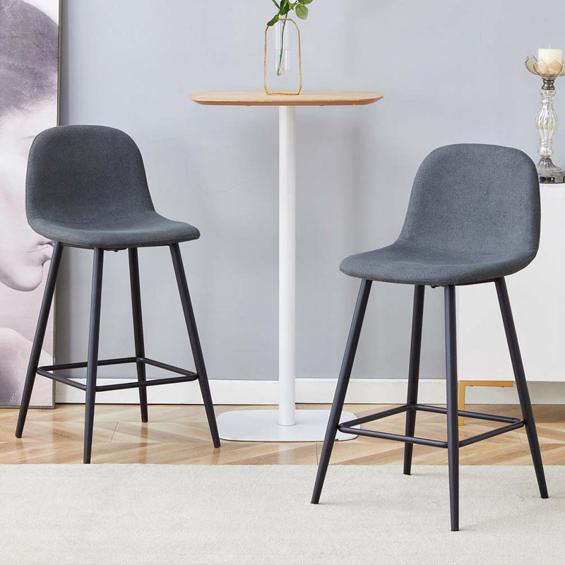 Ensemble de tabourets de bar rembourrés en tissu, Dark Grey