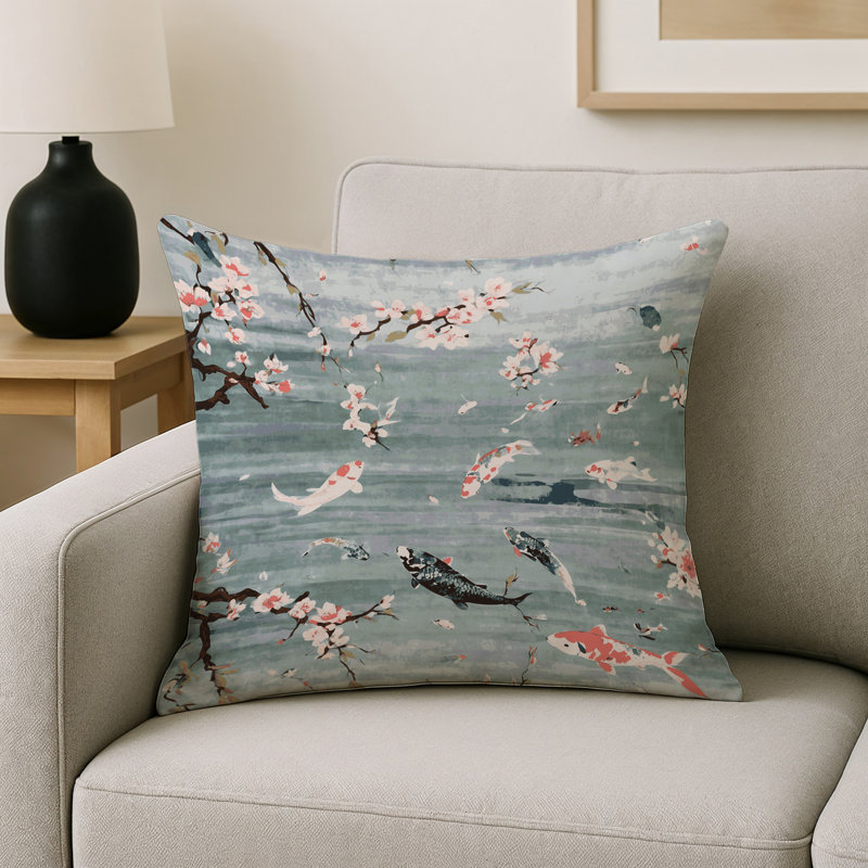 Coussin décoratif intérieur et extérieur Modern, Gris floral 7, Carré 16 po