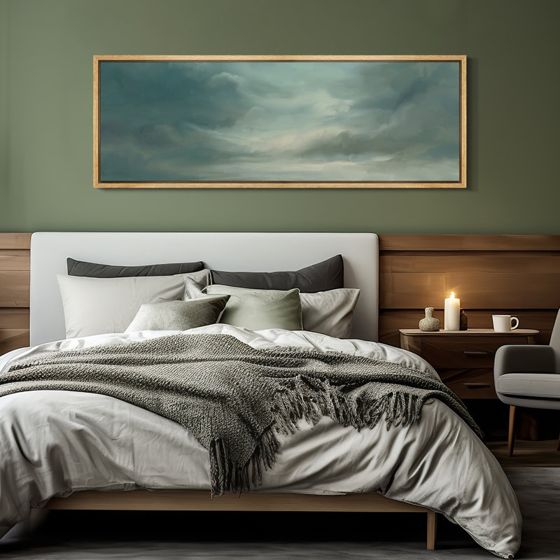 Impression sur toile encadrée «Green Tunes Relaxing Calm Clouds», H 20 po x l 60 po, Naturel