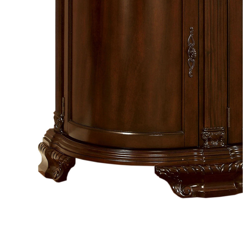 Sabra Traditional Wood Sideboard with Glass Cabinet Storage