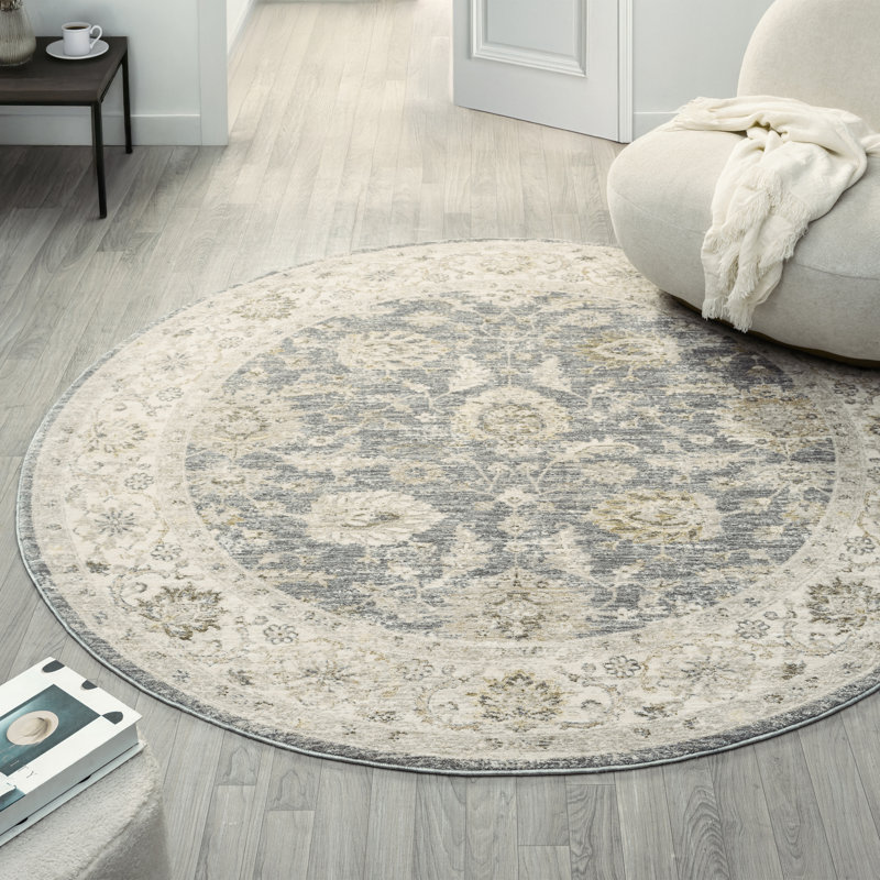 Anthonyson Traditional Bordered Floral Woven Indoor Area Rug, 6'6" x 6'6"