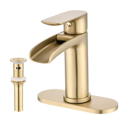 Robinet pour salle de bain à poignée simple avec cascade et bec