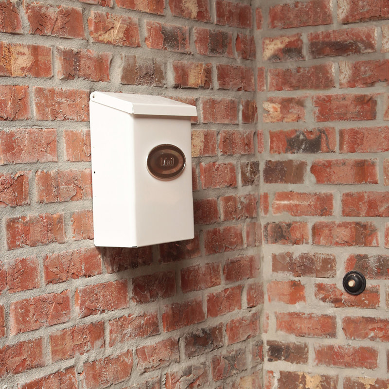 Designer Vertical Wall-Mount Locking Mailbox, White