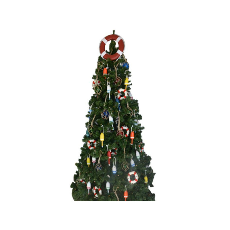 Décoration d’arbre de noël surmatelas sauvetage avec bandes blanches, Bleu foncé
