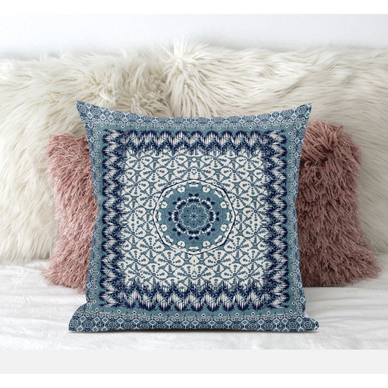 Floral Reversible Throw Pillow, Blue/White