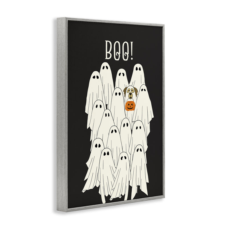 «Boo Ghost with Dog», giclée encadrée par JJ Design House LLC, H 18 po x l 12 po, Estampe numérique Farmhouse