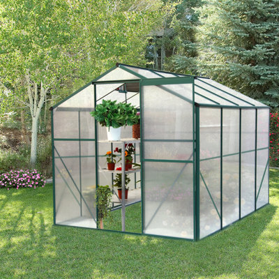 Serre en polycarbonate, serre de jardin à plante robuste de 6 pi x 8 pi pour la cour / l'extérieur