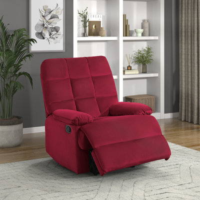  Nyleve 35" Modern and Contemporary Velvet Fabric Reclining Chair with Tab Pull Reclining Motion, Solid Wood & Plywood Frame