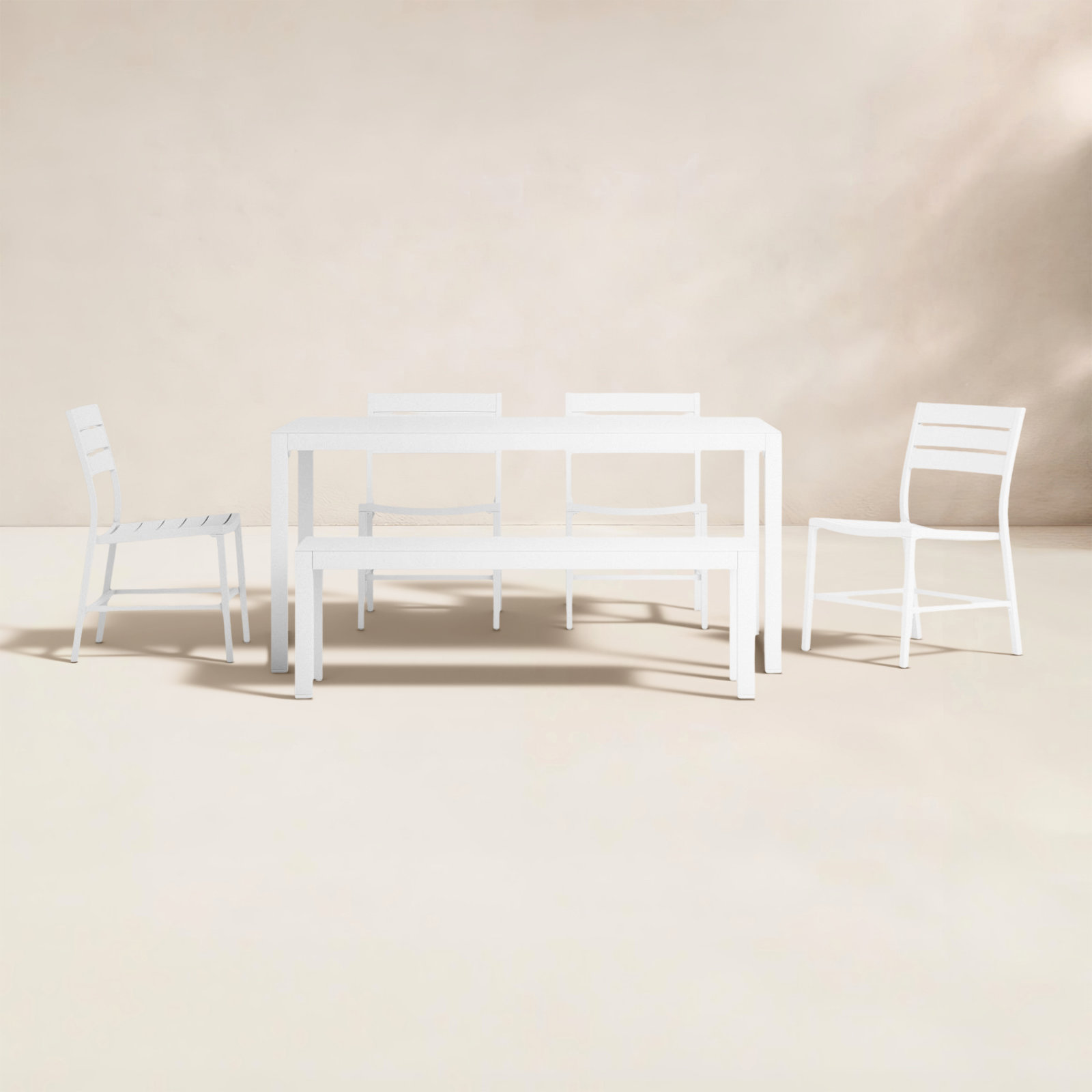 Armando Rectangular 6 - Person 64" L Outdoor Dining Set, White