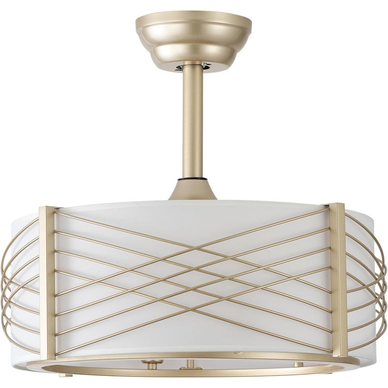 20" Fandelier Ceiling Fans With Lights, Gold Caged Boho Ceiling Fan With Light Remote Control, Mid-Century Modern With 6 Speeds For Bedroom, Nursery, Living Room